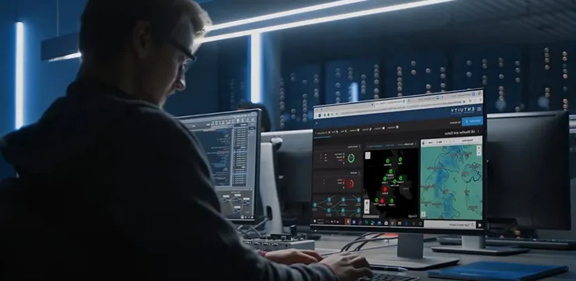 man demonstrating how to analyze network traffic